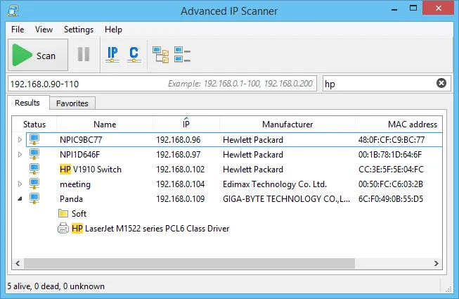 Advanced IP Scanner Programı Ekran Görüntüsü