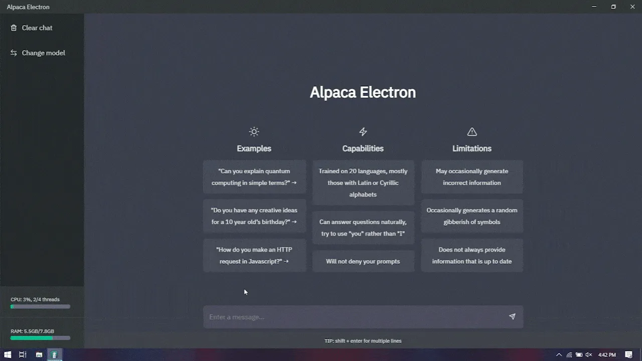 Alpaca Electron Programı Ekran Görüntüsü