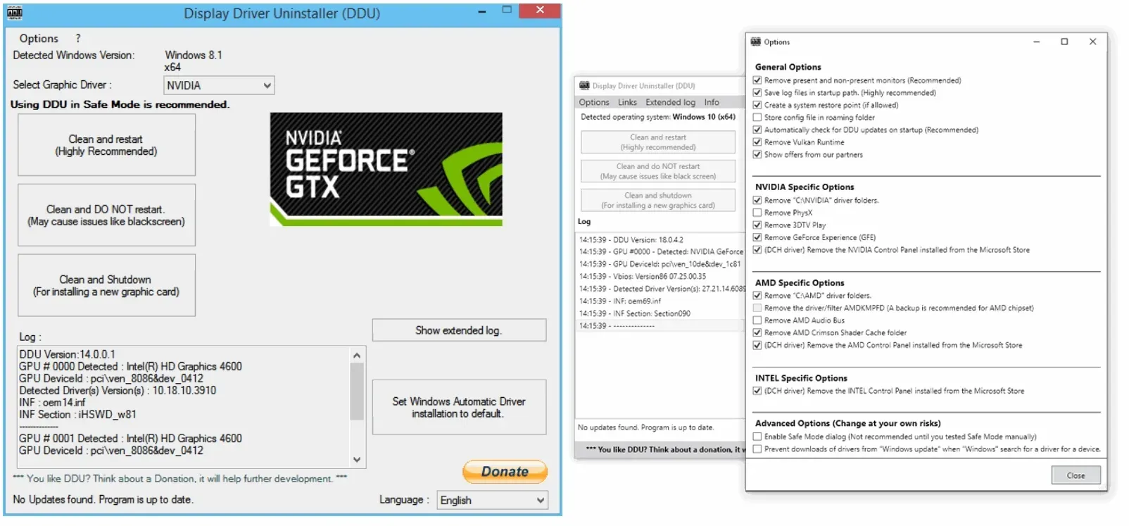 Display Driver Uninstaller Programı Ekran Görüntüsü