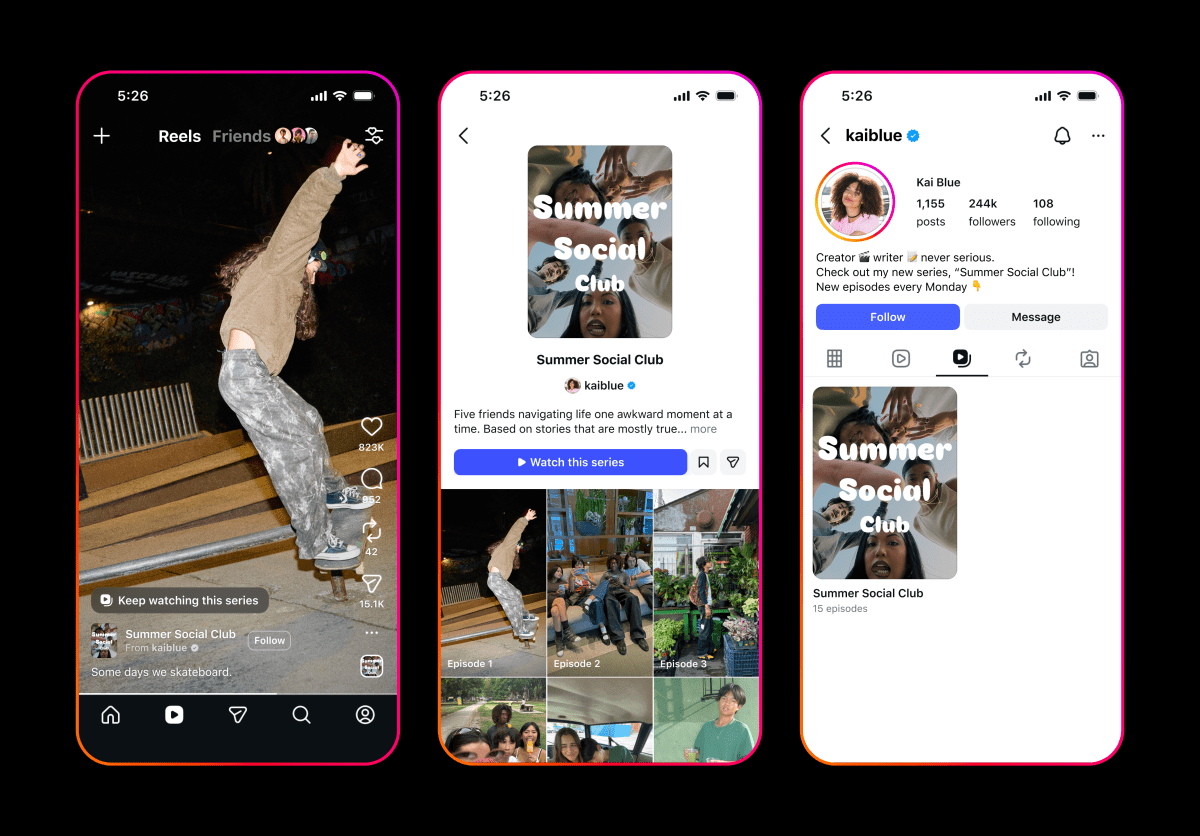 Meta, Instagram ve Facebook Reels için 'Series' Özelliğini Test Ediyor: İzleme Alışkanlıkları Değişiyor