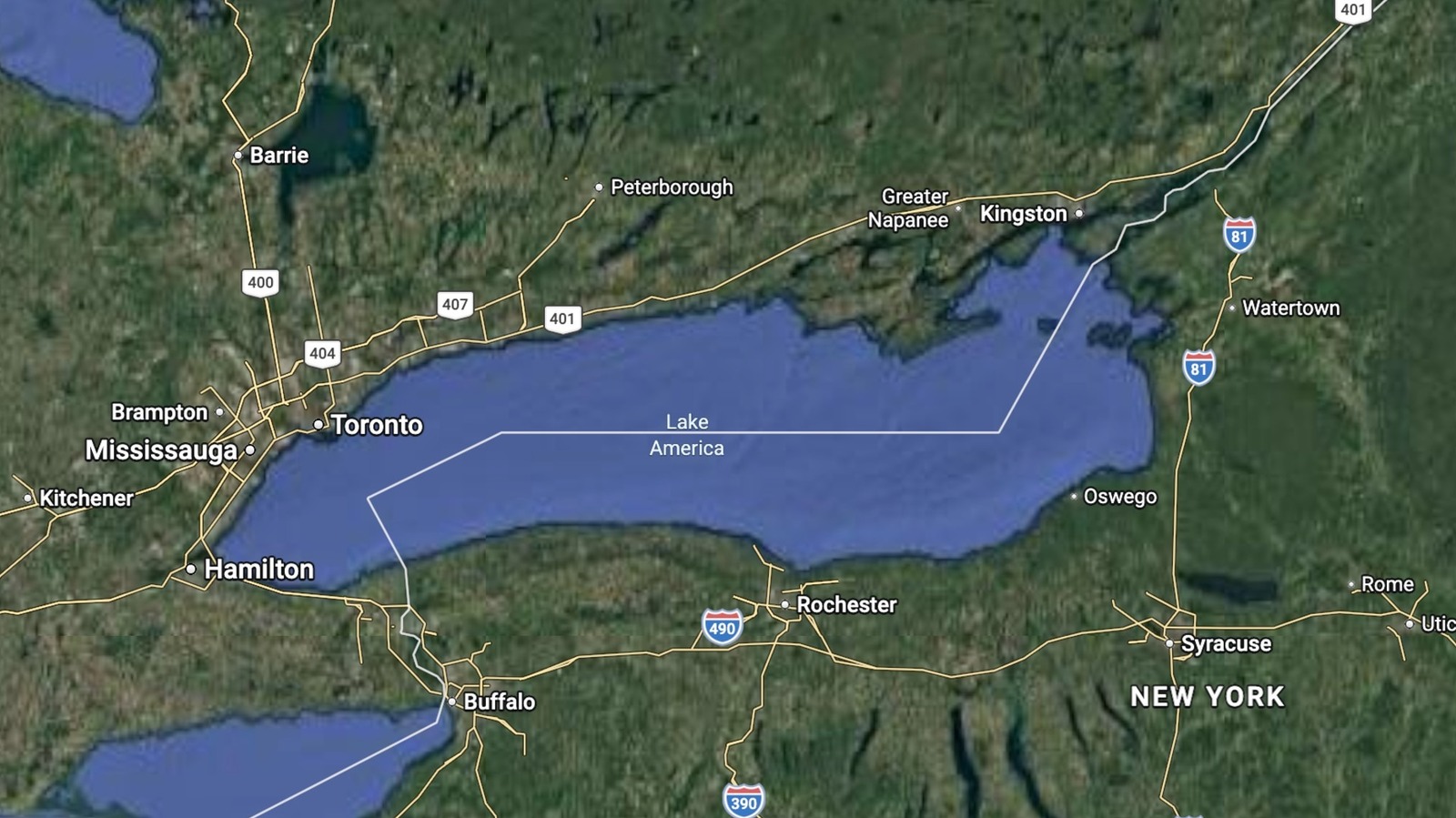 Google Maps'te Şaşırtan Değişim: Ontario Gölü Artık 'Lake America' Olarak Görünüyor