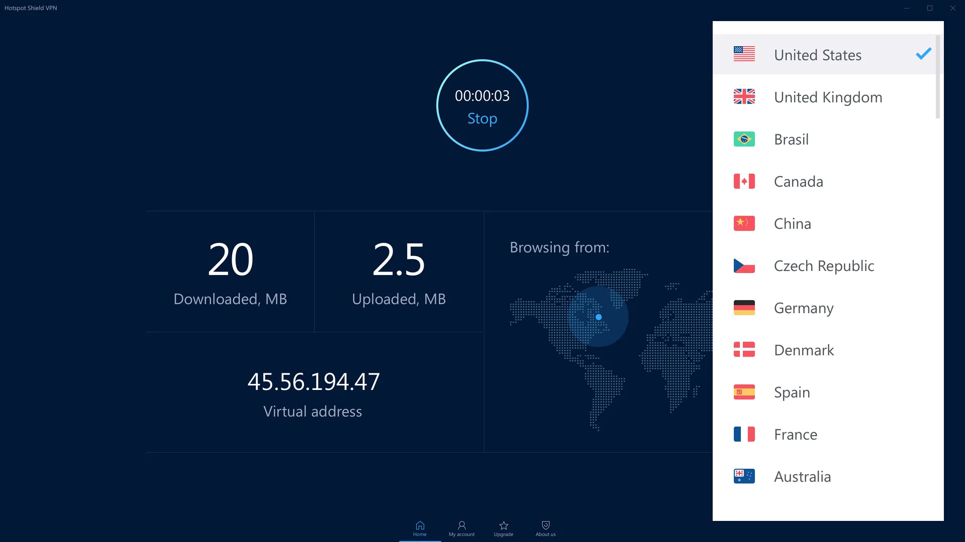 Hotspot Shield Programı Ekran Görüntüsü