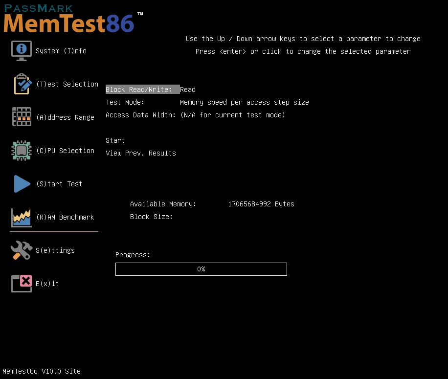 MemTest86 Programı Ekran Görüntüsü