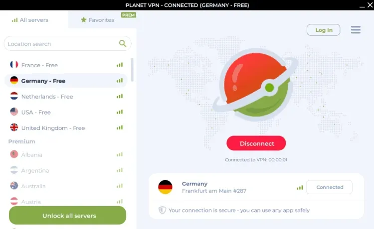 Planet VPN Programı Ekran Görüntüsü