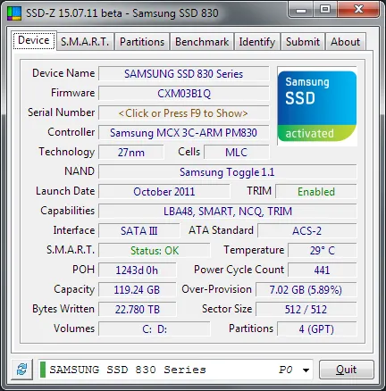 SSD-Z Programı Ekran Görüntüsü