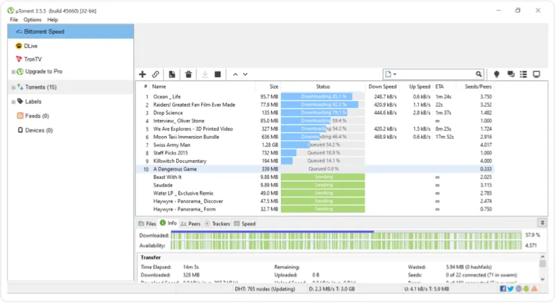 µTorrent Programı Ekran Görüntüsü
