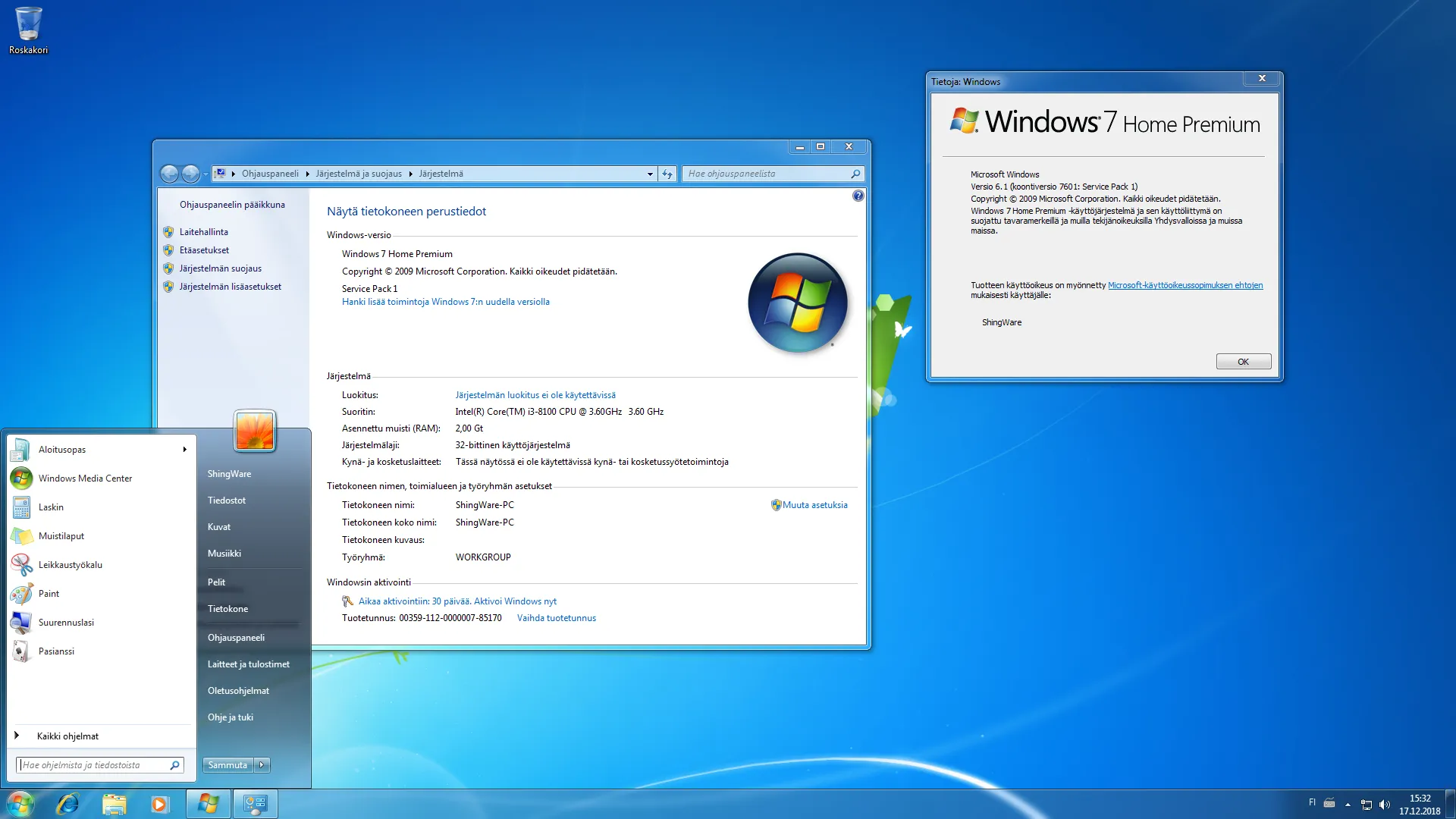 Windows 7 Home Premium SP1 Programı Ekran Görüntüsü